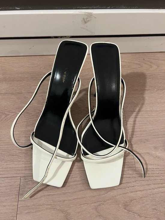 Saint Laurent Shoes - Women’s White Strappy Square-Toe Heeled Sandals